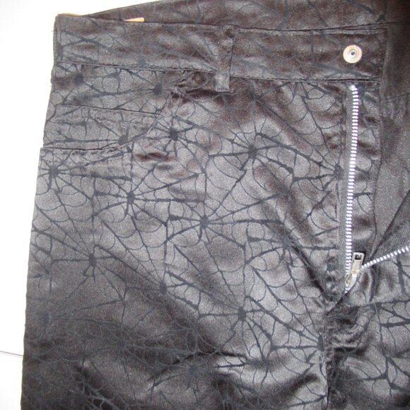 Vintage Black Velvet Spider Web Cobwebs Pants Sz 36 The Creative Brand Cykxtees - Picture 11 of 15